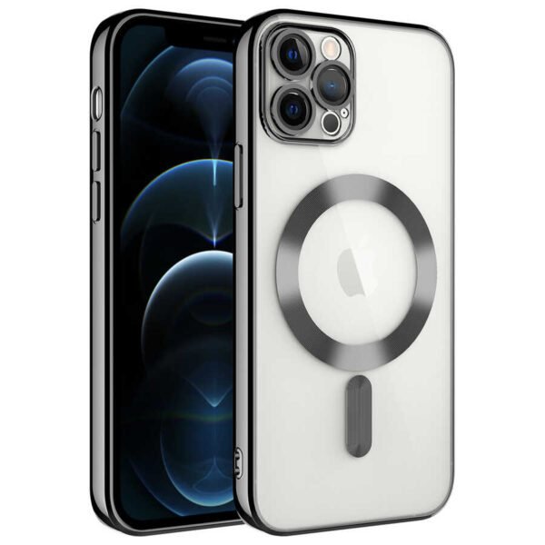 iPhone 11Pro Max Uyumlu MagSafe Özellikli Kamera Korumalı Siyah Kenarlı Kılıf