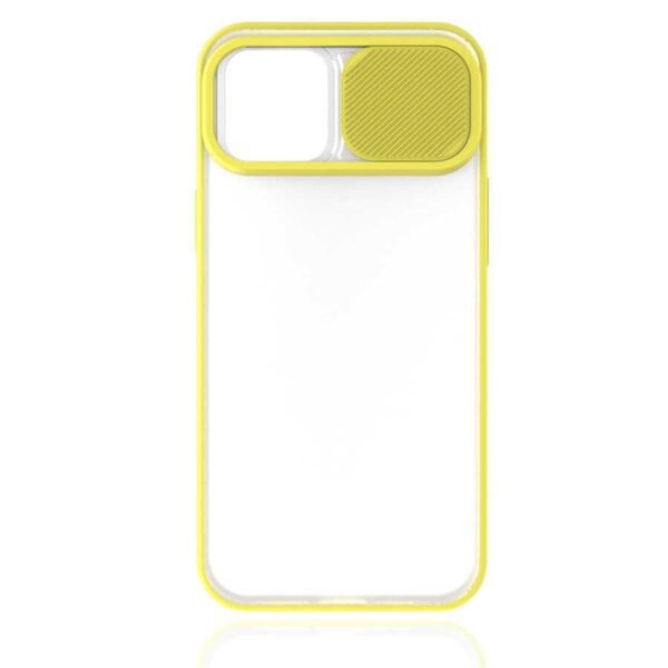 iPhone 11Pro Max Uyumlu Sarı Kenar Kamera Sürgülü Silikon Kılıf