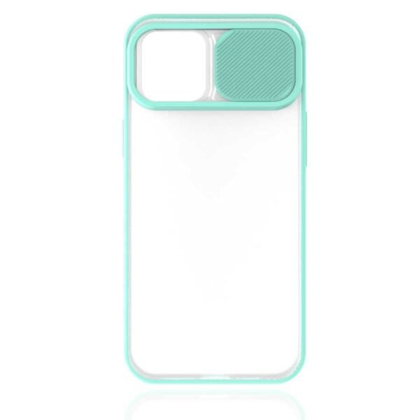 iPhone 11Pro Max Uyumlu Turkuaz Kenar Kamera Sürgülü Silikon Kılıf