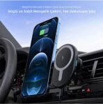 iPhone 11-12-13-14-16 Plus-16 Pro Max Uyumlu Magsafe Şarj Telefon Tutucu Kablosuz Araç Içi Tutucu