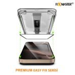 iPhone 13 Pro Max Uyumlu Fixmaster Premium Easy Fix Kolay Takma Aparatlı, Toz Bırakmayan Yüksek Kaliteli ve Dayanıklı Aluminosilikat Temperli Cam Ekran Koruyucu - Görsel 3