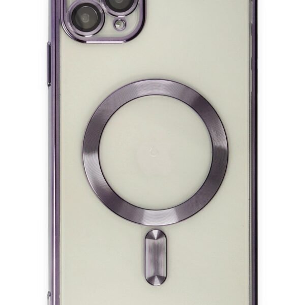 iPhone 11pro Uyumlu Magnetic Silikon Kamera Lens Korumalı Mor