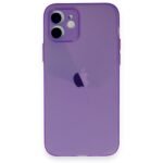 iPhone 11 Uyumlu Mat Şeffaf Lila Silikon Kılıf