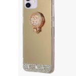 iPhone 11 Uyumlu Ayna Yüzüklü Gold Silikon Kılıf
