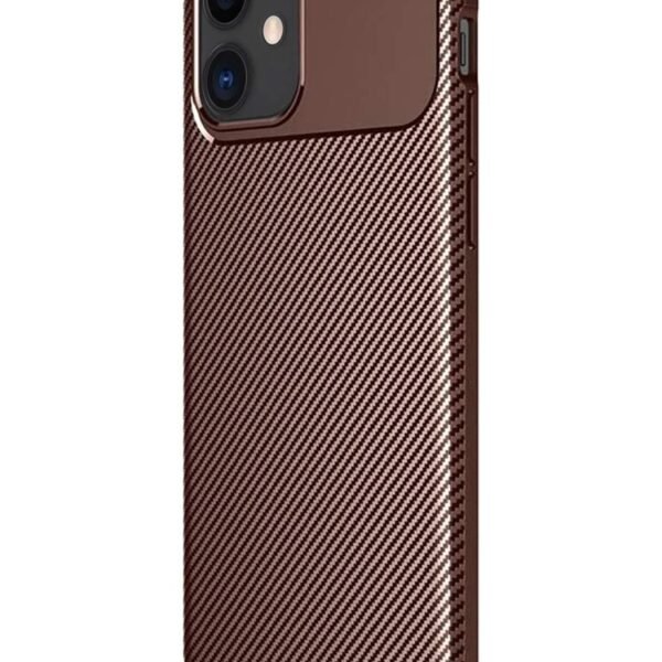 iPhone 12 Mini Uyumlu Kahve Rengi Carbon Kılıf