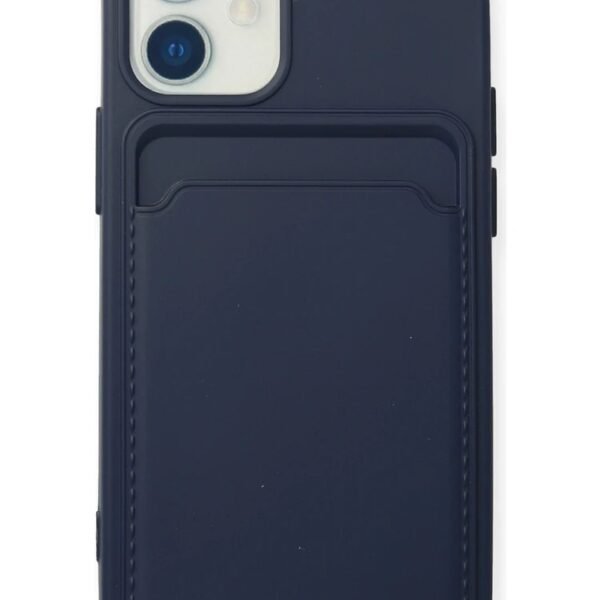 iPhone 12 Mini Uyumlu Lacivert Kartlıklı Kılıf