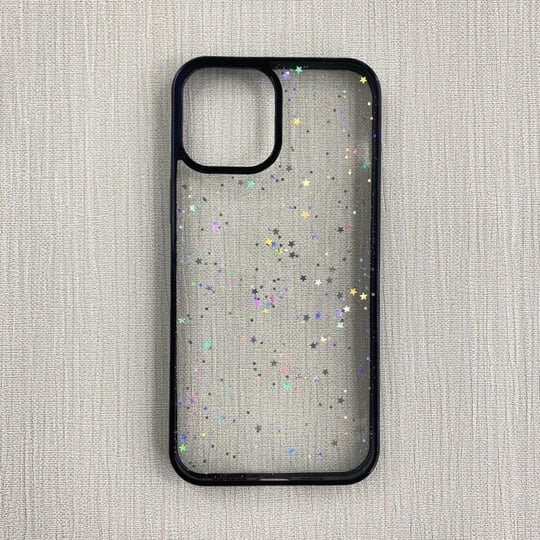 iPhone 12 Uyumlu Siyah Çerçeve Simli Kılıf