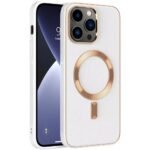 iPhone 13 Pro Max Uyumlu Magnetic Deri Beyaz Kılıf