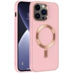 iPhone 13 Pro Max Uyumlu Magnetic Deri Pembe Kılıf