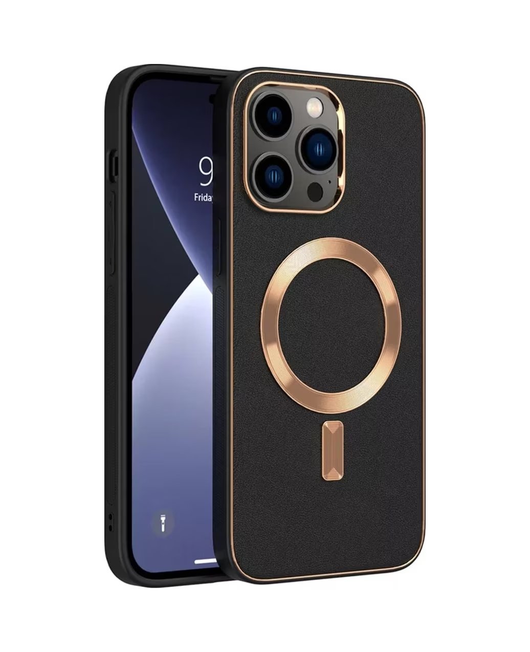 iphone 13 coco magnetic deri kılıf siyah iPhone 13 Pro Max Uyumlu Magnetic Deri Siyah Kılıf - Görsel 1