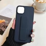 iPhone 14 Pro Uyumlu Stantlı Deri Lacivert Kılıf