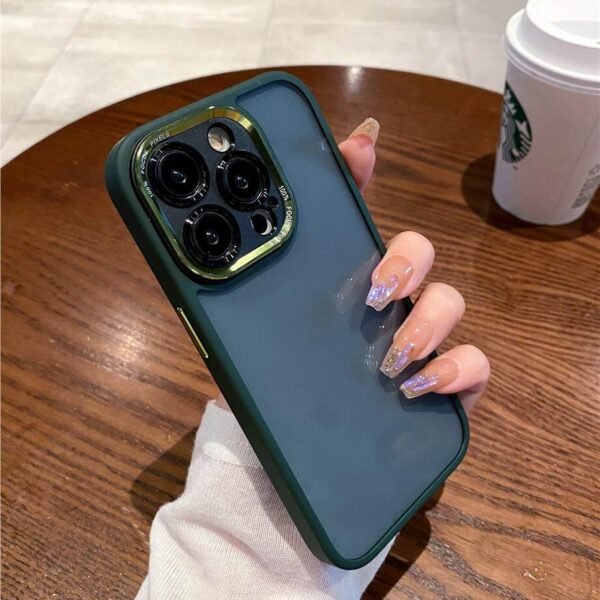 iPhone 14 Pro Max Uyumlu Sararmaz Plexi Yeşil Kenar Kılıf
