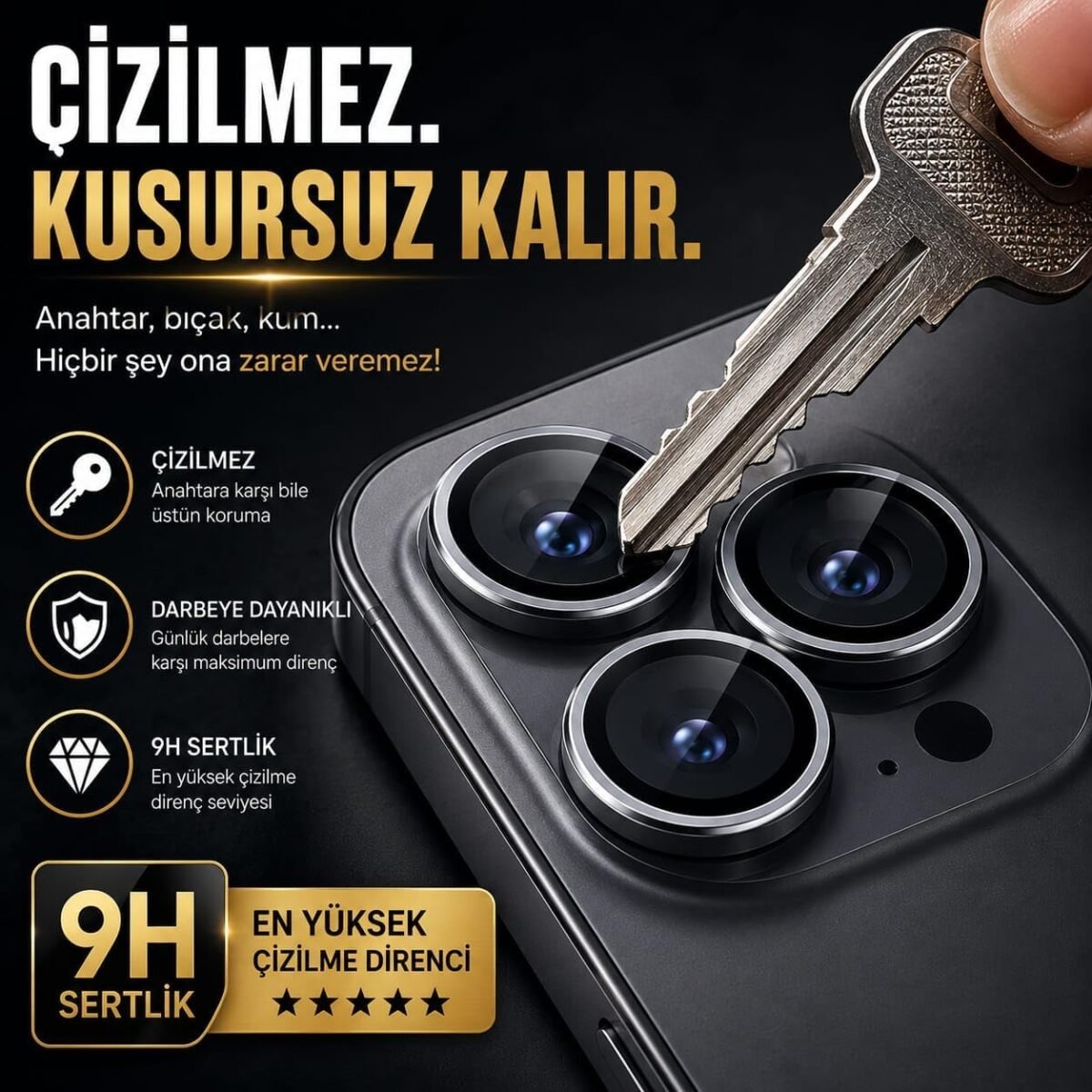 Fixmaster iPhone 17 Pro ve 17 Pro Max Uyumlu Kamera Lens Koruyucu, Gümüş, Orijinal Rengiyle Kusursuz Uyum, Darbe Emici, 9H Temperli Cam, Kolay Kurulum, Anti-Reflection Kaplama, Metal Çerçeve (Kopya) - Görsel 2
