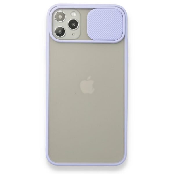 iPhone 12 Pro Max Lila Kenar Kamera Sürgülü Kılıf