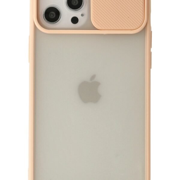 iPhone 12 Pro Max Pudra Pembe Kenar Kamera Sürgülü Kılıf