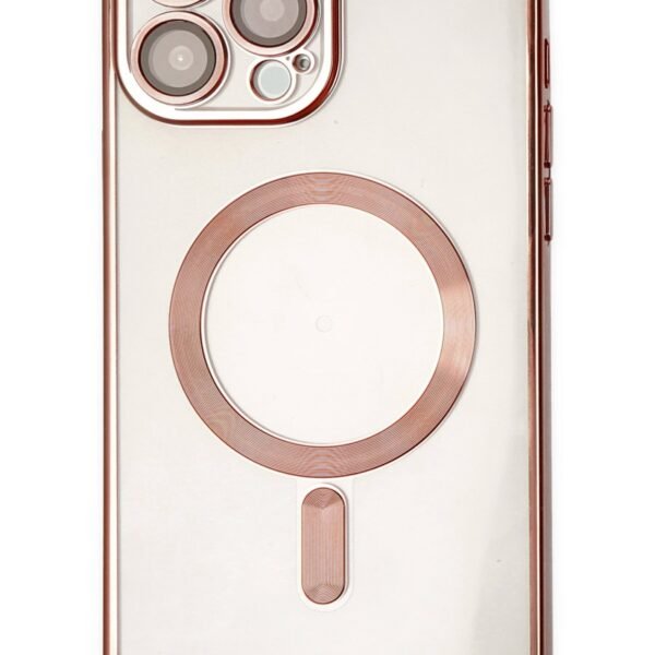 iPhone 13 Pro Uyumlu MagSafe Rose Gold Kenar Silikon Kılıf