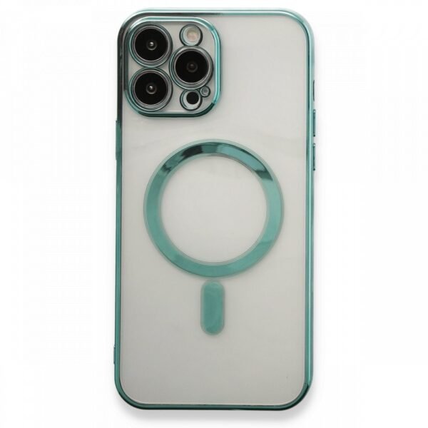 iPhone 13 Pro Max Uyumlu Magnetic Yeşil Kenar Silikon Kılıf