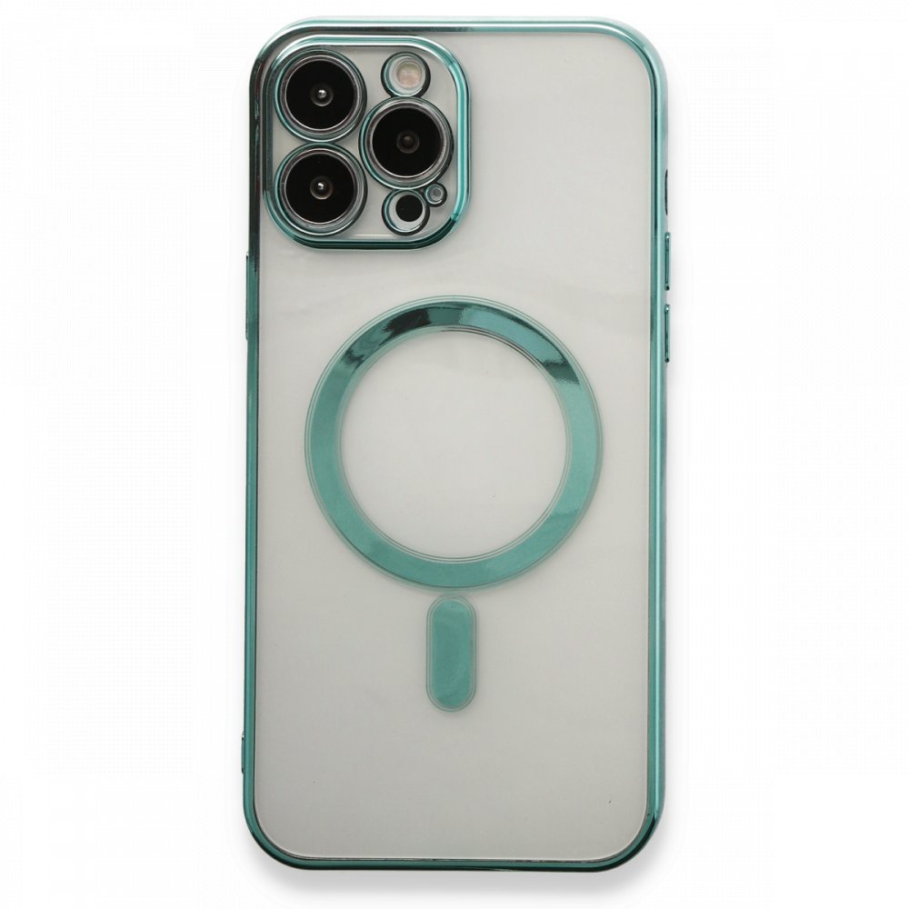 newface-iphone-13-pro-kilif-magsafe-lazer-silikon-haki-yesil-628e021d6973d iPhone 14 Pro Uyumlu MagSafe Özellikli Yeşil Çerçeve Şeffaf Silikon Kılıf - Görsel 1