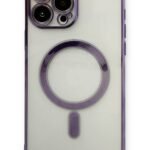 iPhone 13 Pro Max Uyumlu Magnetic Mor Kenar Silikon Kılıf