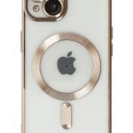 iPhone 14 Uyumlu Magnetic Gold Çerçeve Silikon Kılıf