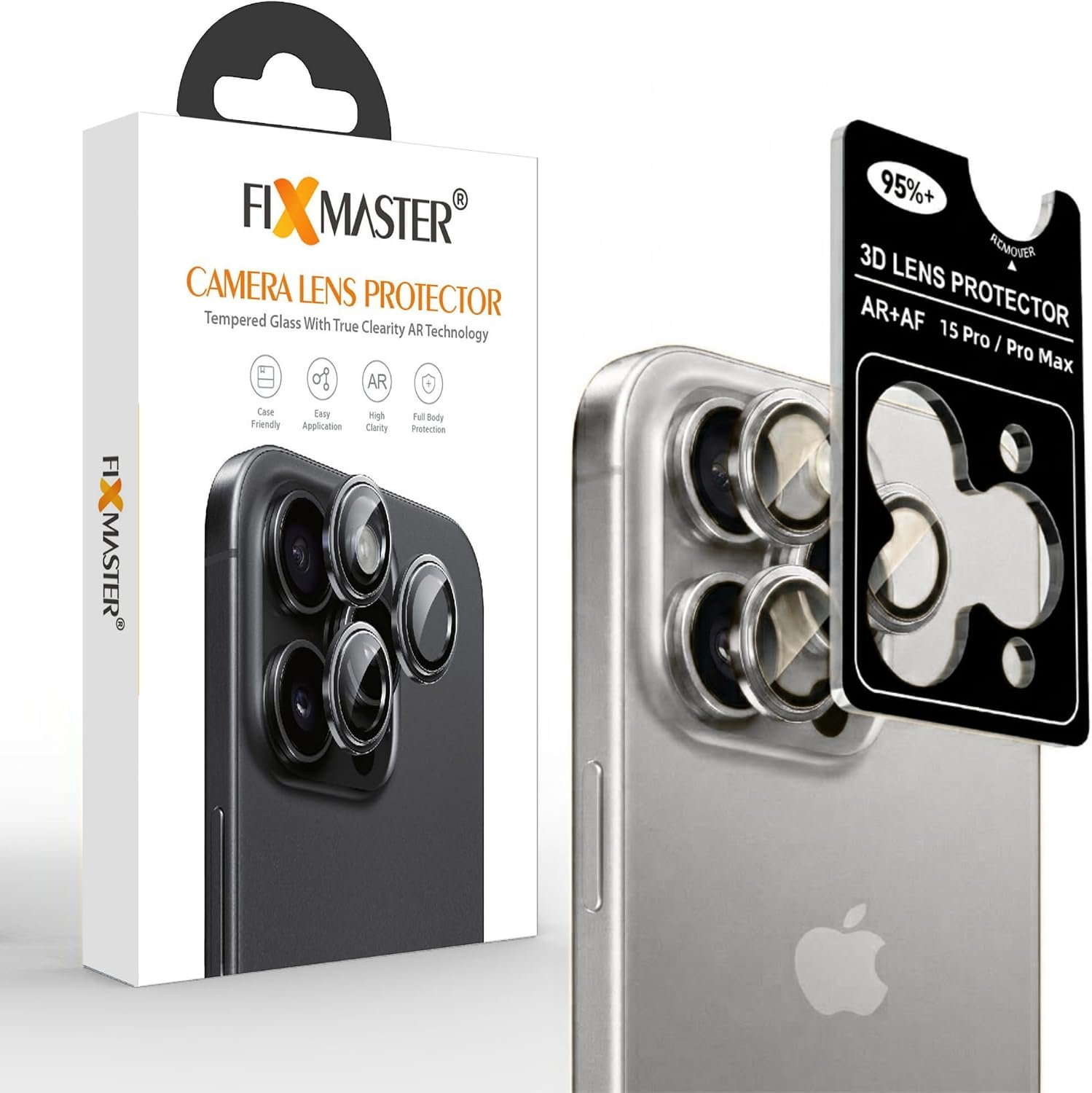 15 NATÜREL Fixmaster iphone 15 Pro - 15 Pro Max Uyumlu Kamera Lens Koruyucu, Natürel Titanyum, Orijinal Rengiyle Kusursuz Uyum, Darbe Emici, 9H Temperli Cam, Kolay Kurulum, Anti-Reflection Kaplama, Metal Çerçeve - Görsel 1