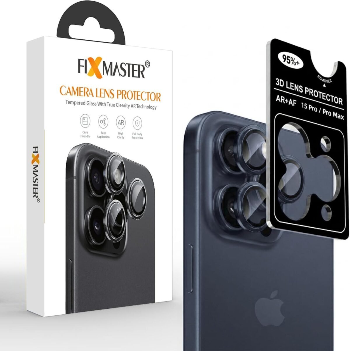 Fixmaster iphone 15 Pro - 15 Pro Max Uyumlu Kamera Lens Koruyucu, Mavi Titanyum, Orijinal Rengiyle Kusursuz Uyum, Darbe Emici, 9H Temperli Cam, Kolay Kurulum, Anti-Reflection Kaplama, Metal Çerçeve - Görsel 3