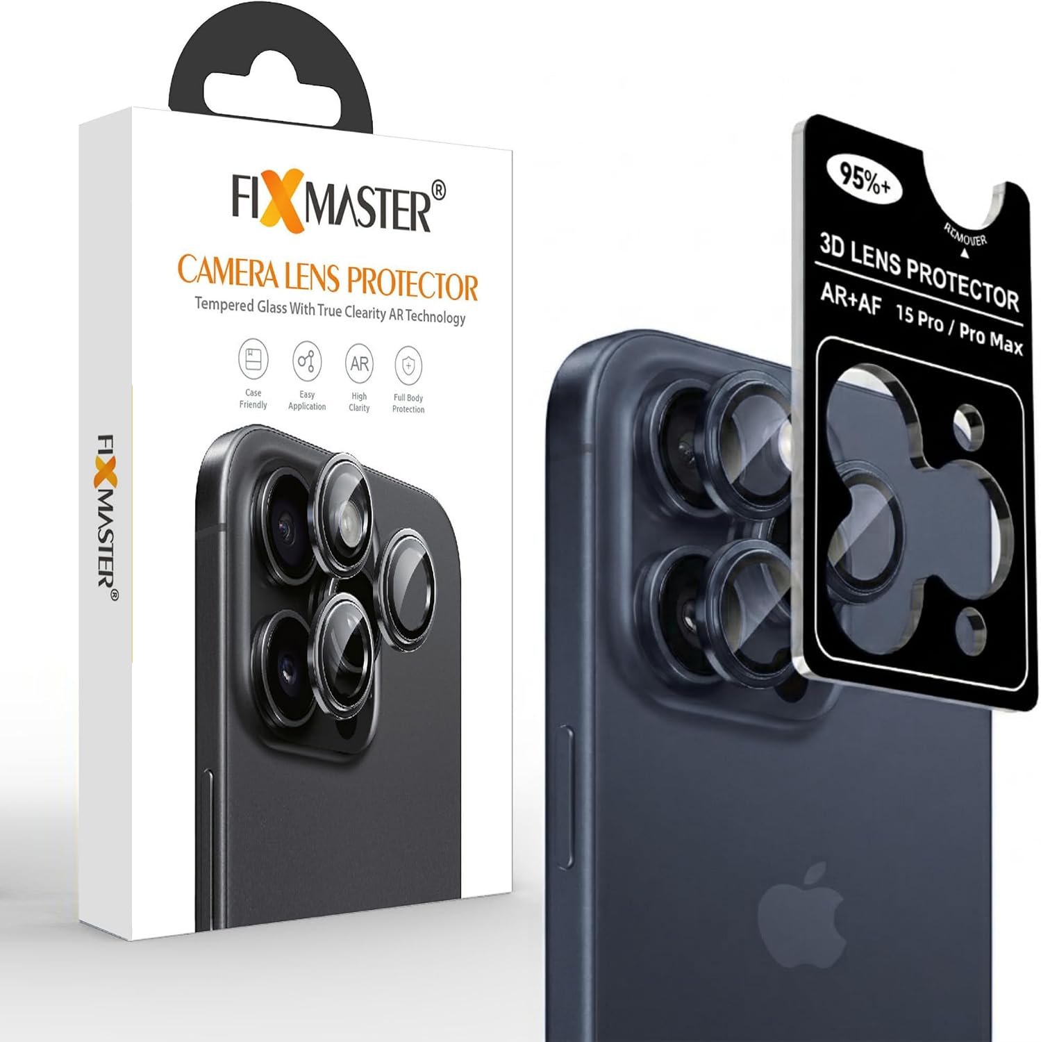 15 PRO MAVİ TİTAN Fixmaster iphone 15 Pro - 15 Pro Max Uyumlu Kamera Lens Koruyucu, Mavi Titanyum, Orijinal Rengiyle Kusursuz Uyum, Darbe Emici, 9H Temperli Cam, Kolay Kurulum, Anti-Reflection Kaplama, Metal Çerçeve - Görsel 1