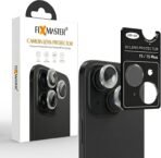 Fixmaster iphone 15-15 Plus Uyumlu Kamera Lens Koruyucu, Siyah, Orijinal Rengiyle Kusursuz Uyum, Darbe Emici, 9H Temperli Cam, Kolay Kurulum, Anti-Reflection Kaplama, Metal Çerçeve