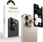 Fixmaster iphone 16 Pro - 16 Pro Max Uyumlu Kamera Lens Koruyucu, Natürel Titanyum Orijinal Rengiyle Kusursuz Uyum, Darbe Emici, 9H Temperli Cam, Kolay Kurulum, Anti-Reflection Kaplama, Metal Çerçeve