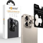 Fixmaster iphone 16 Pro - 16 Pro Max Uyumlu Kamera Lens Koruyucu, Natürel Titanyum Orijinal Rengiyle Kusursuz Uyum, Darbe Emici, 9H Temperli Cam, Kolay Kurulum, Anti-Reflection Kaplama, Metal Çerçeve