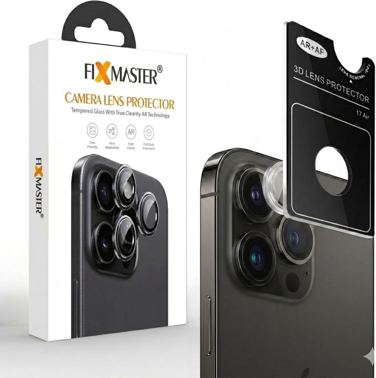 AİR SİYAH Fixmaster iphone 17 Air Uyumlu Kamera Lens Koruyucu, Uzay Siyahı, Orijinal Rengiyle Kusursuz Uyum, Darbe Emici, 9H Temperli Cam, Kolay Kurulum, Anti-Reflection Kaplama, Metal Çerçeve - Görsel 1