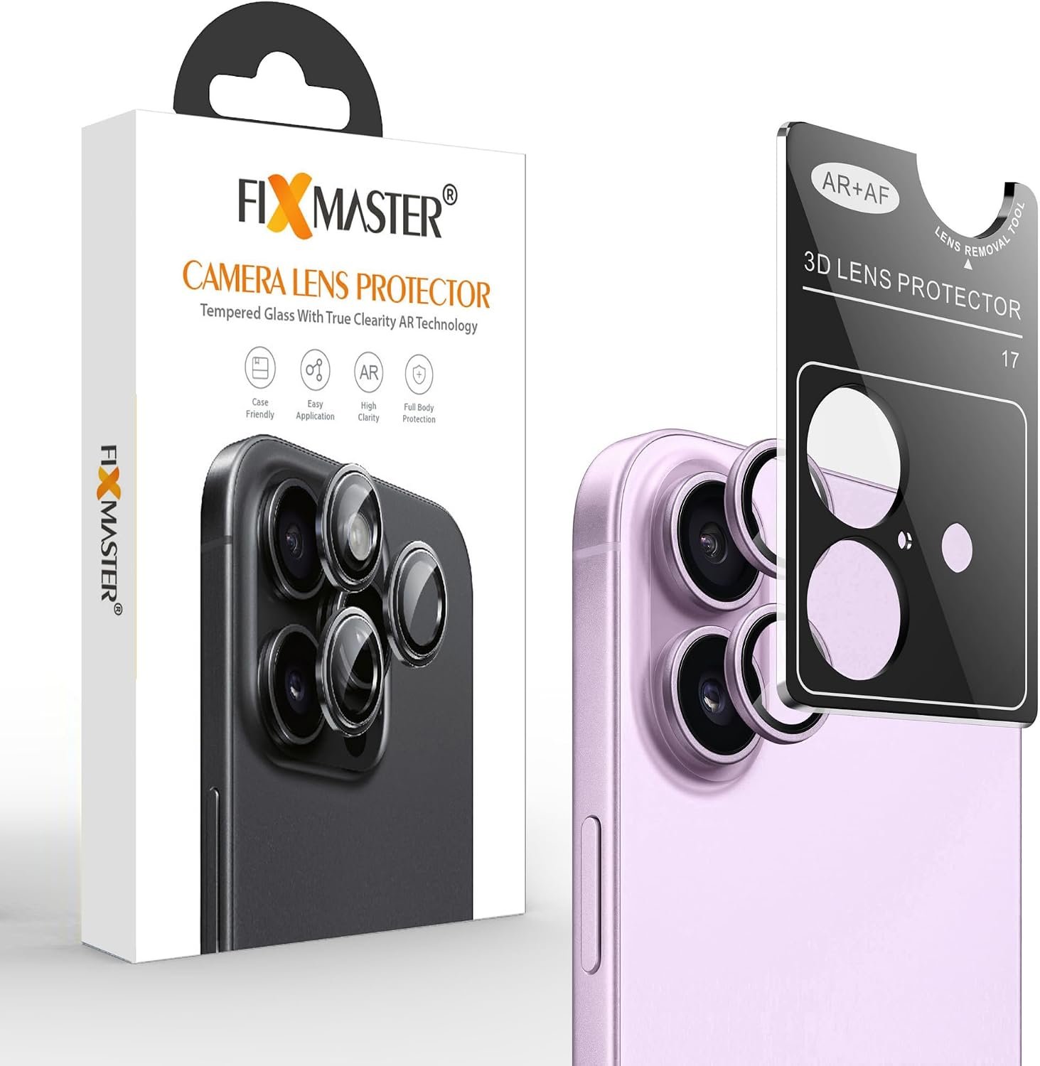 Lavanta Fixmaster iphone 17 Uyumlu Kamera Lens Koruyucu, Lavanta, Orijinal Rengiyle Kusursuz Uyum, Darbe Emici, 9H Temperli Cam, Kolay Kurulum, Anti-Reflection Kaplama, Metal Çerçeve (Kopya) - Görsel 1