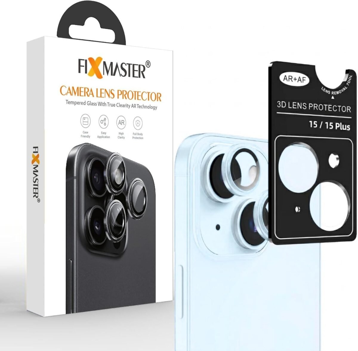 Fixmaster iphone 15-15 Plus Uyumlu Kamera Lens Koruyucu, Mavi, Orijinal Rengiyle Kusursuz Uyum, Darbe Emici, 9H Temperli Cam, Kolay Kurulum, Anti-Reflection Kaplama, Metal Çerçeve - Görsel 3