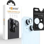 Fixmaster iphone 15-15 Plus Uyumlu Kamera Lens Koruyucu, Mavi, Orijinal Rengiyle Kusursuz Uyum, Darbe Emici, 9H Temperli Cam, Kolay Kurulum, Anti-Reflection Kaplama, Metal Çerçeve
