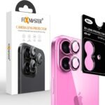 Fixmaster iphone 16-16 Plus Uyumlu Kamera Lens Koruyucu, Pembe, Orijinal Rengiyle Kusursuz Uyum, Darbe Emici, 9H Temperli Cam, Kolay Kurulum, Anti-Reflection Kaplama, Metal Çerçeve