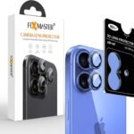 Fixmaster iphone 16-16 Plus Uyumlu Kamera Lens Koruyucu, Mavi, Orijinal Rengiyle Kusursuz Uyum, Darbe Emici, 9H Temperli Cam, Kolay Kurulum, Anti-Reflection Kaplama, Metal Çerçeve