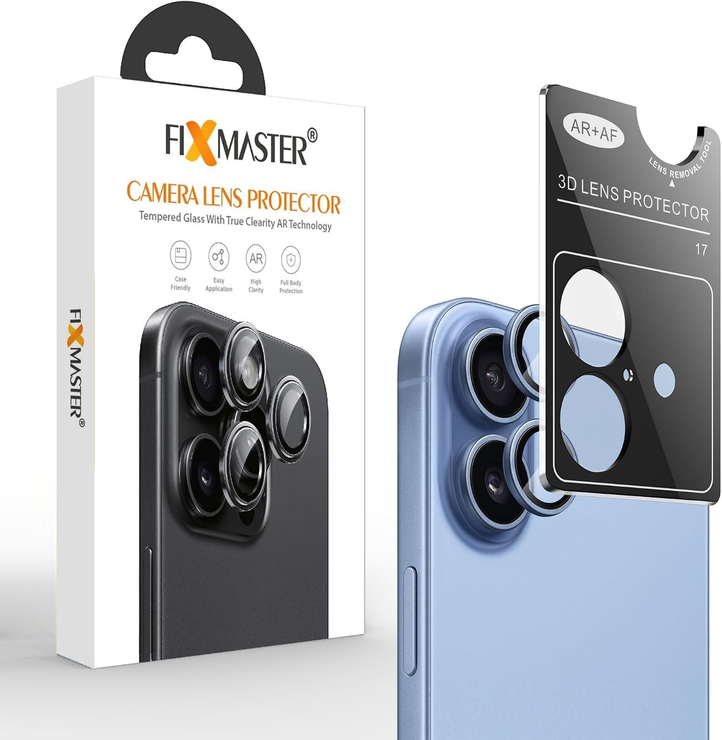 sis mavisi Fixmaster iphone 17 Uyumlu Kamera Lens Koruyucu, Sis Mavisi, Orijinal Rengiyle Kusursuz Uyum, Darbe Emici, 9H Temperli Cam, Kolay Kurulum, Anti-Reflection Kaplama, Metal Çerçeve - Görsel 1