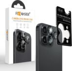 Fixmaster iphone 16 Pro - 16 Pro Max Uyumlu Kamera Lens Koruyucu, Siyah Titanyum, Orijinal Rengiyle Kusursuz Uyum, Darbe Emici, 9H Temperli Cam, Kolay Kurulum, Anti-Reflection Kaplama, Metal Çerçeve
