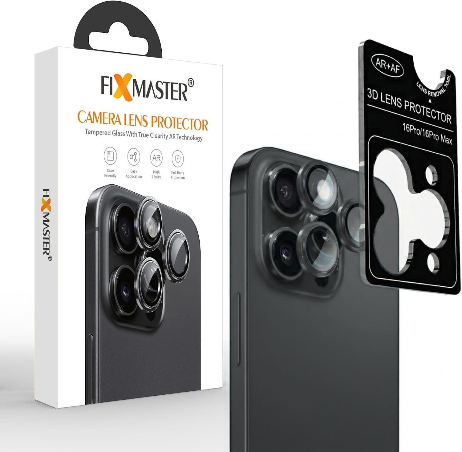 siyah 16 pro Fixmaster iphone 16 Pro - 16 Pro Max Uyumlu Kamera Lens Koruyucu, Siyah Titanyum, Orijinal Rengiyle Kusursuz Uyum, Darbe Emici, 9H Temperli Cam, Kolay Kurulum, Anti-Reflection Kaplama, Metal Çerçeve - Görsel 1