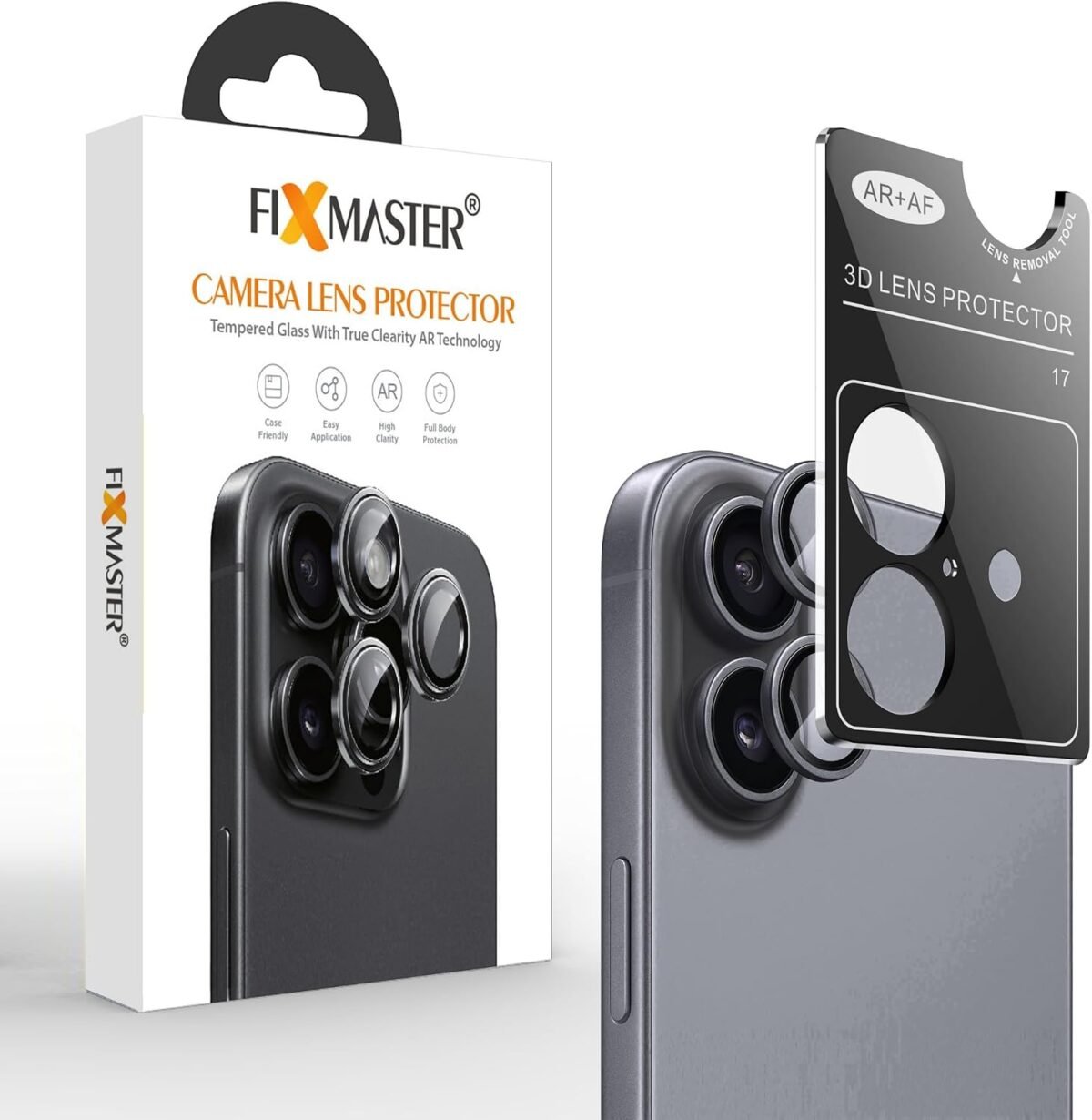 Fixmaster iphone 17 Uyumlu Kamera Lens Koruyucu, Siyah, Orijinal Rengiyle Kusursuz Uyum, Darbe Emici, 9H Temperli Cam, Kolay Kurulum, Anti-Reflection Kaplama, Metal Çerçeve - Görsel 3