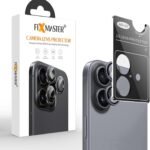 Fixmaster iphone 17 Uyumlu Kamera Lens Koruyucu, Siyah, Orijinal Rengiyle Kusursuz Uyum, Darbe Emici, 9H Temperli Cam, Kolay Kurulum, Anti-Reflection Kaplama, Metal Çerçeve